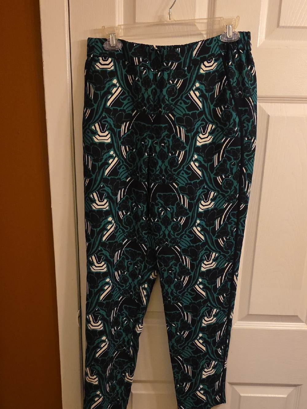 J. Crew Teal, Navy & White Patterned Leggings
